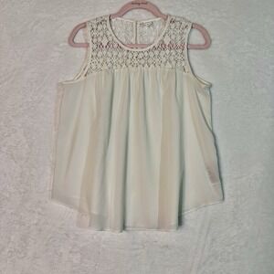 GAP Womens White Lace Mix Sleeveless Tank Top Size Small Loose Fit